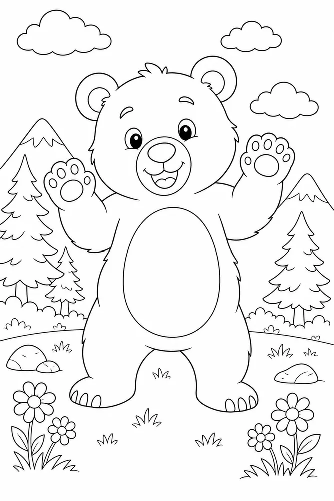Cute Bear Cute bear playful paws coloring page