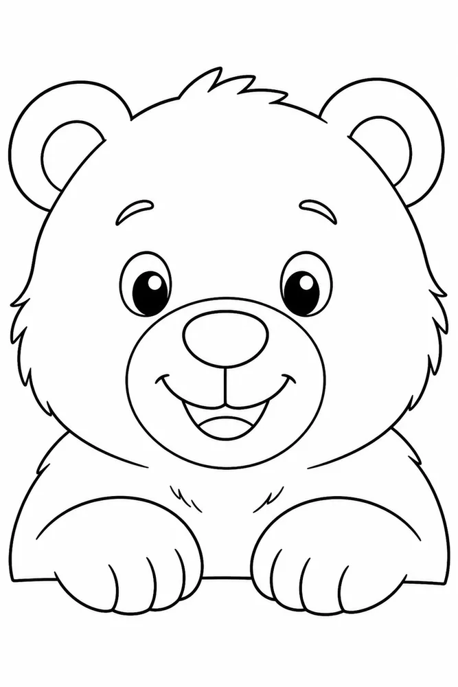 Cute Bear Cute bear simple close up coloring page