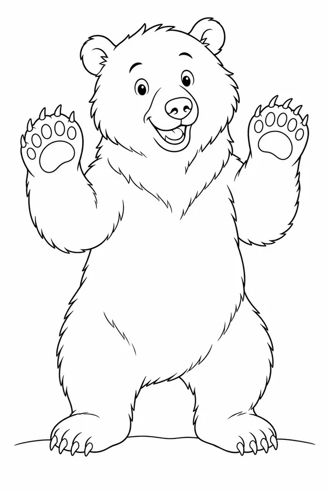 Grizzly Bear Grizzly bear playful paws coloring page
