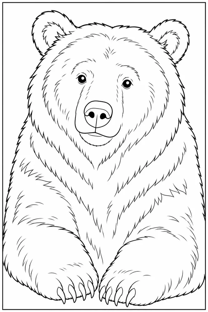 Grizzly Bear Grizzly bear simple close up coloring page