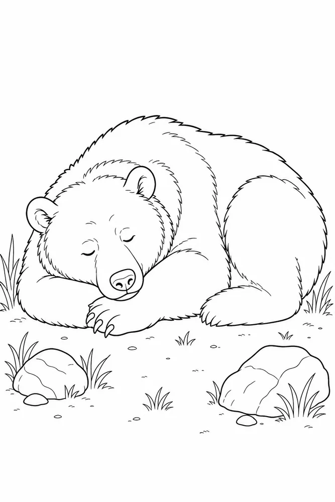 Grizzly Bear Grizzly bear sleeping pose coloring page