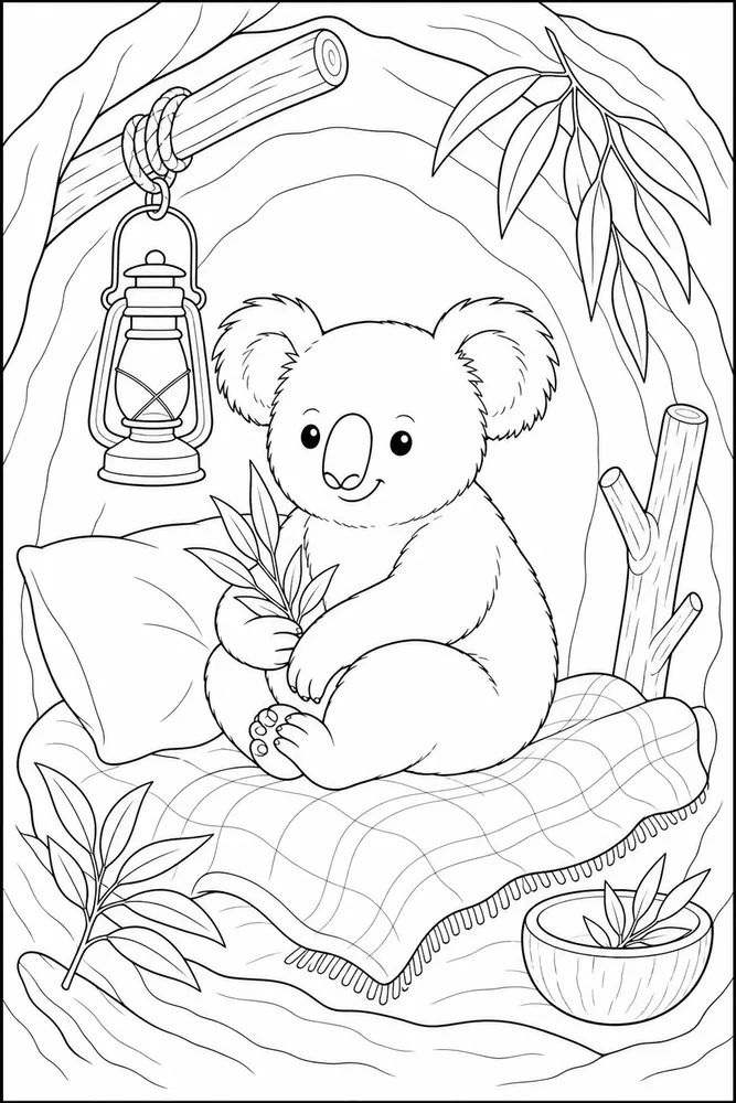 Koala Bear Koala bear cozy den coloring page