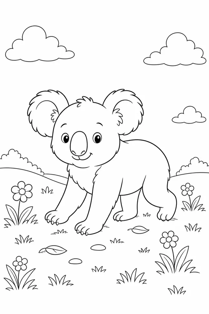 Koala Bear Koala bear meadow walk coloring page