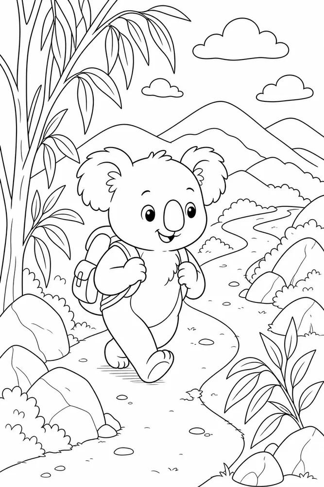 Koala Bear Koala bear mountain trail coloring page