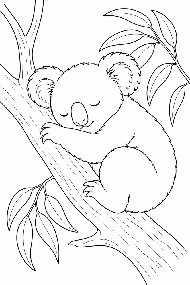Koala Bear Koala bear sleeping pose coloring page