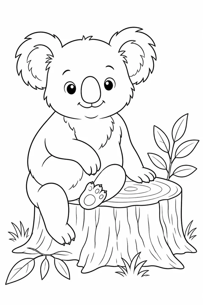 Koala Bear Koala bear tree stump coloring page