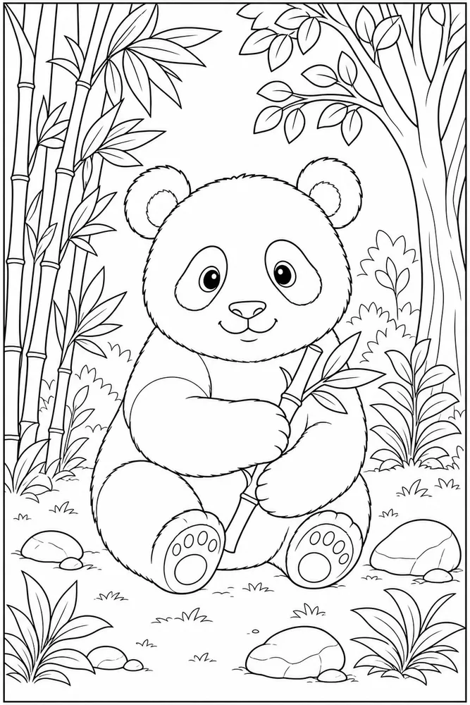 Panda Bear Panda bear forest portrait coloring page