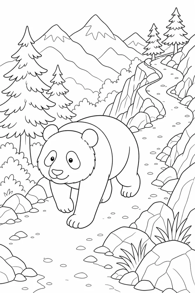 Panda Bear Panda bear mountain trail coloring page