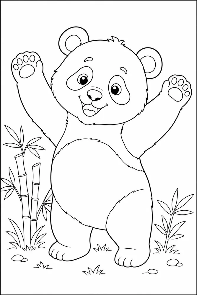 Panda Bear Panda bear playful paws coloring page