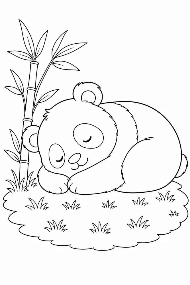 Panda Bear Panda bear sleeping pose coloring page