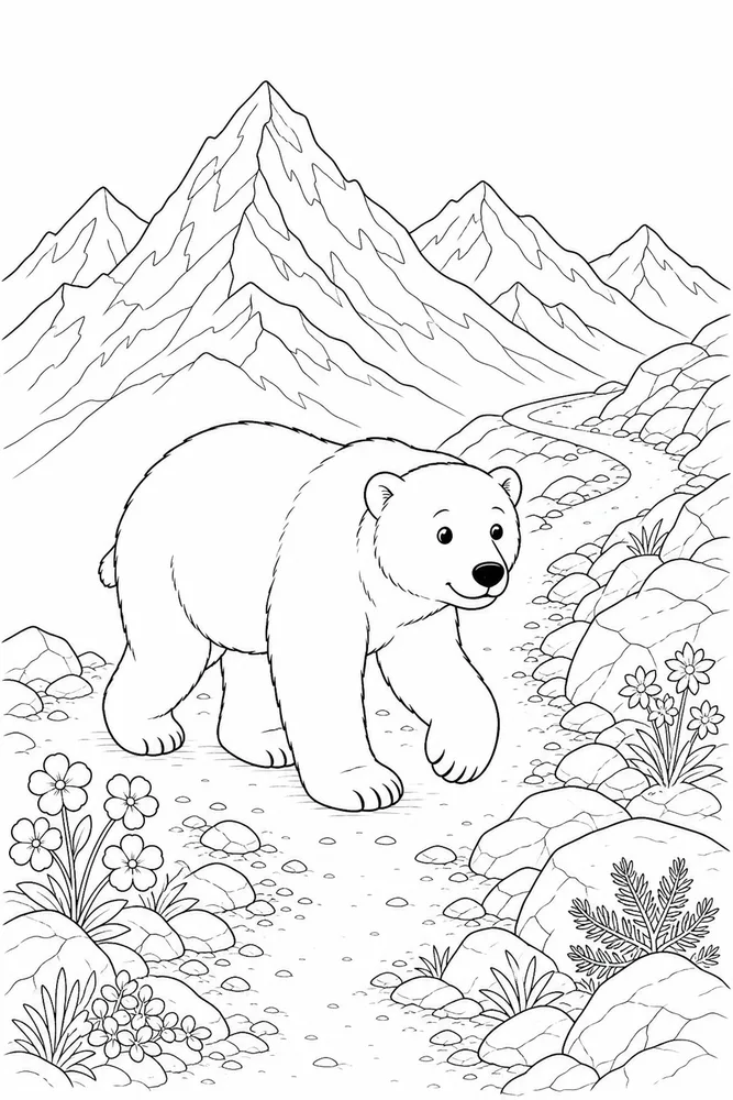 Polar Bear Polar bear mountain trail coloring page