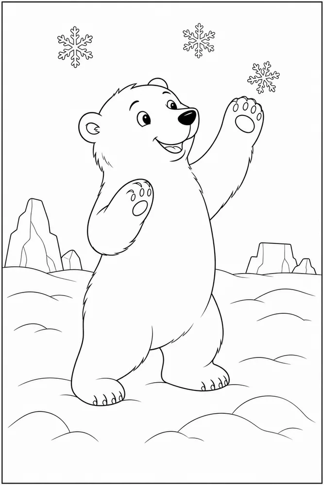 Polar Bear Polar bear playful paws coloring page