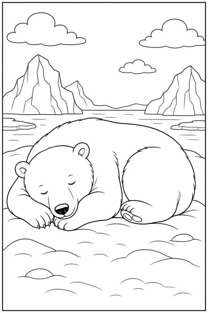 Polar Bear Polar bear sleeping pose coloring page