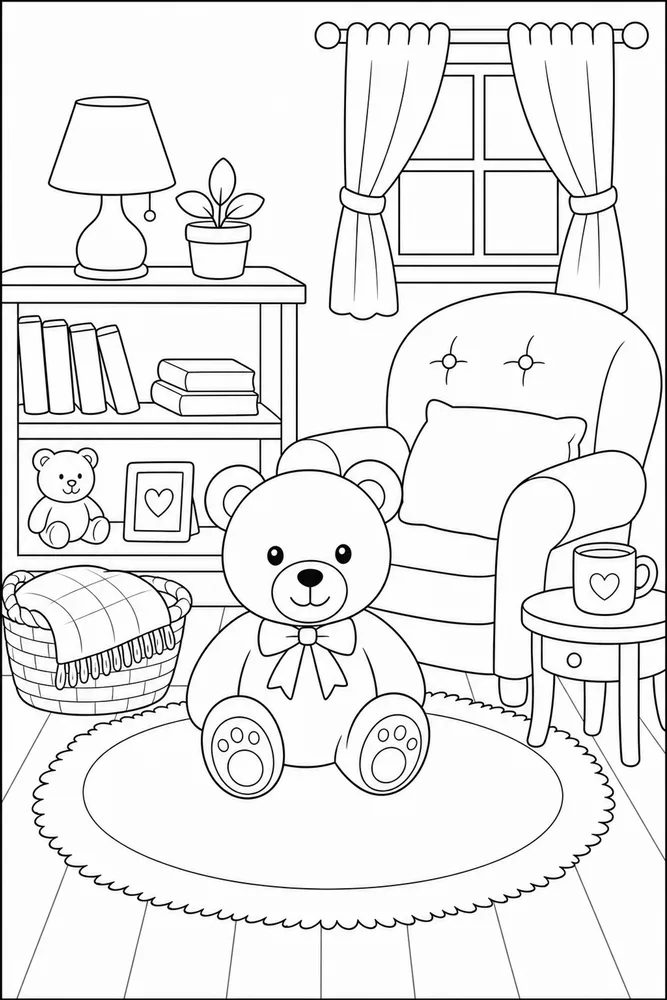 Teddy Bear Teddy bear cozy den coloring page