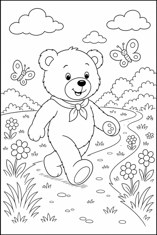Teddy Bear Teddy bear meadow walk coloring page