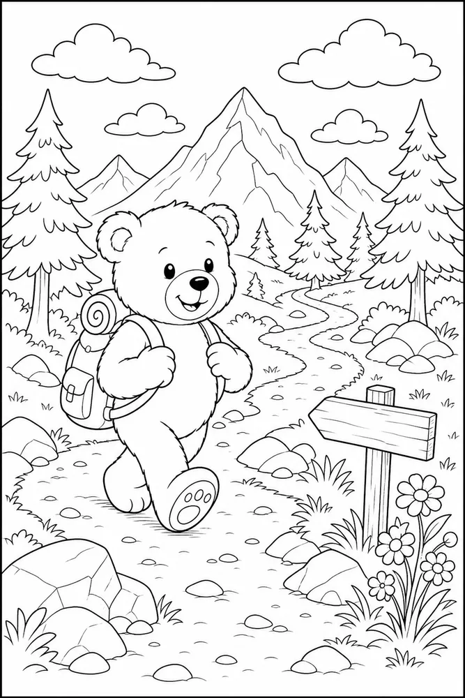 Teddy Bear Teddy bear mountain trail coloring page