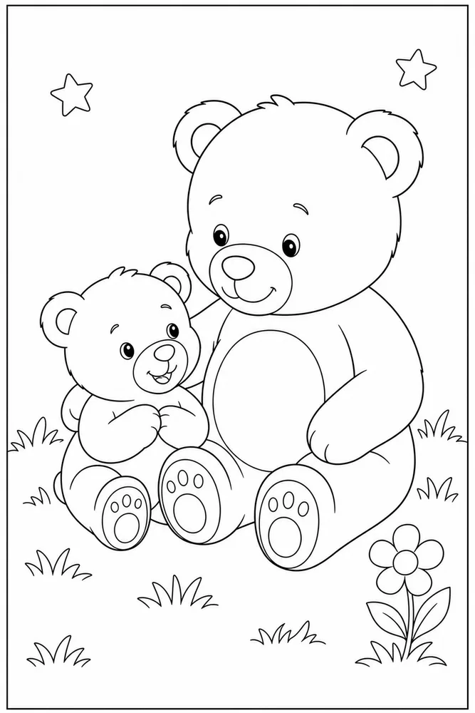 Teddy Bear Teddy bear parent and cub coloring page