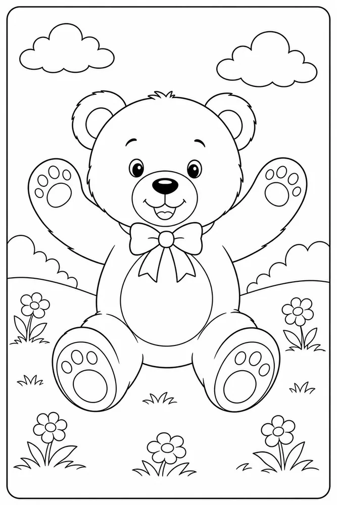 Teddy Bear Teddy bear playful paws coloring page