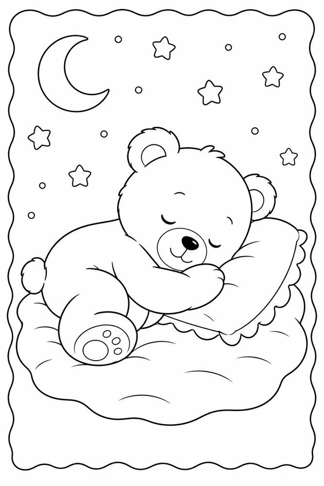 Teddy Bear Teddy bear sleeping pose coloring page