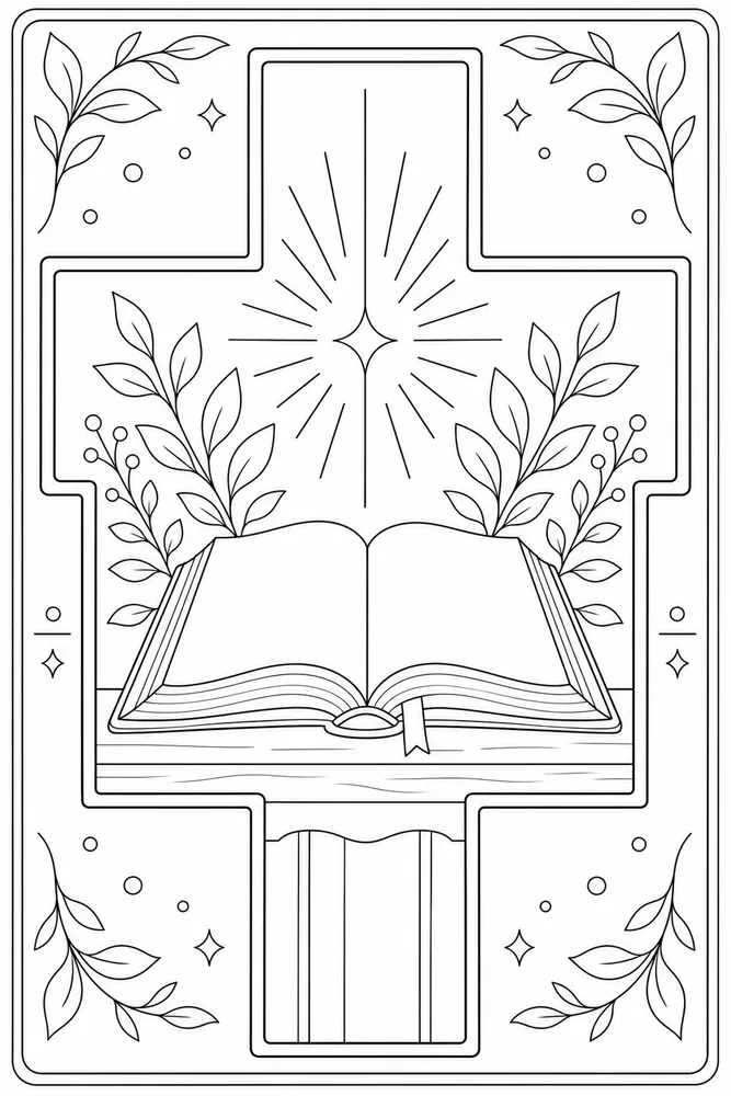 Bible for Adults Bible for adults simple cross frame coloring page
