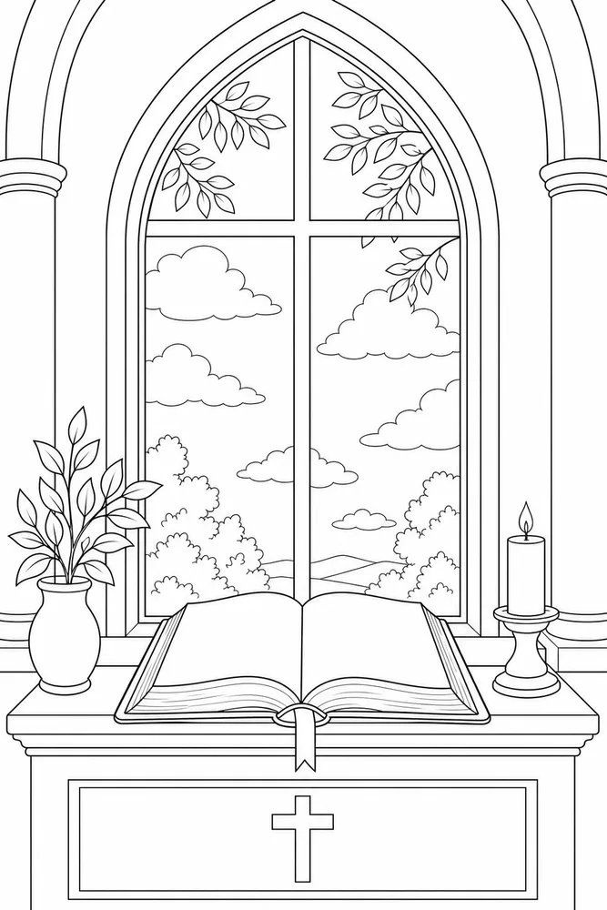 Bible for Adults Bible for adults small church window coloring page