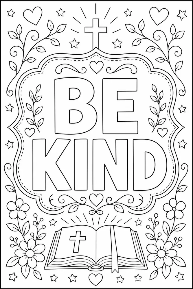 Bible Quotes Be kind text frame coloring page