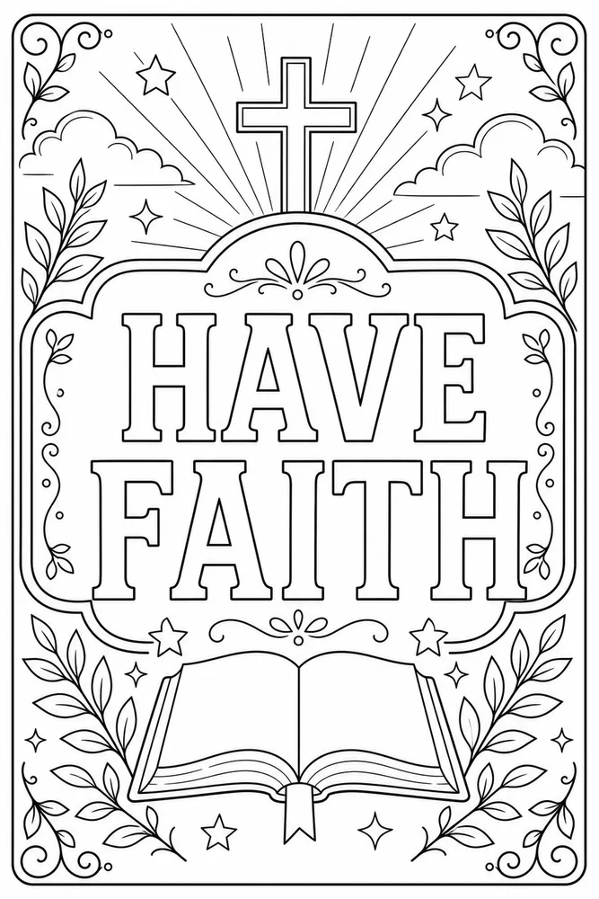 Bible Quotes Have faith text frame coloring page
