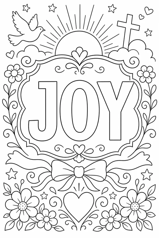 Bible Quotes Joy text frame coloring page