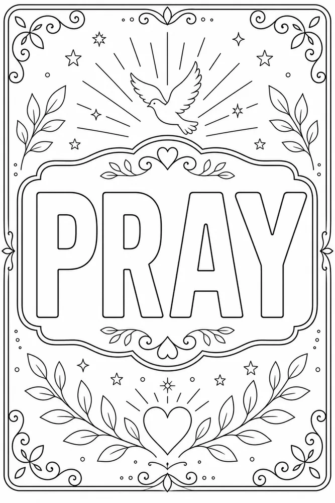 Bible Quotes Pray text frame coloring page