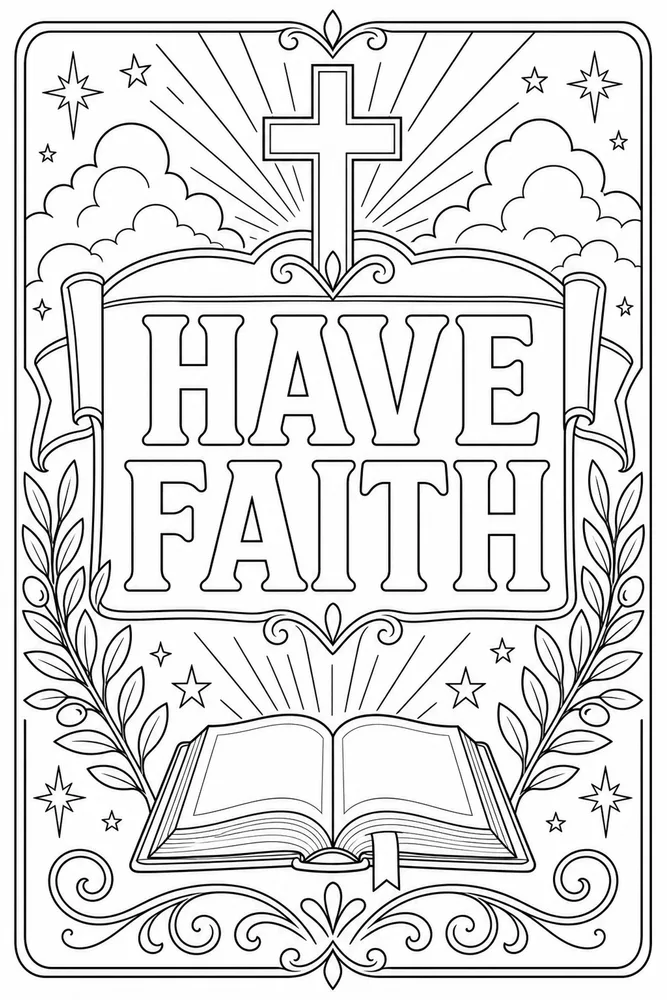 Bible Scripture Have faith text frame coloring page