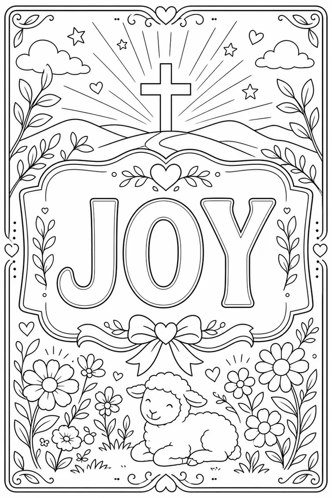 Bible Scripture Joy text frame coloring page