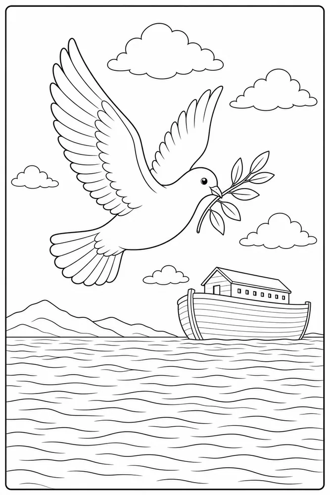 Bible Story Bible story dove and olive branch coloring page