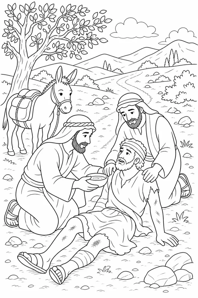 Bible Story Bible story kindness scene coloring page