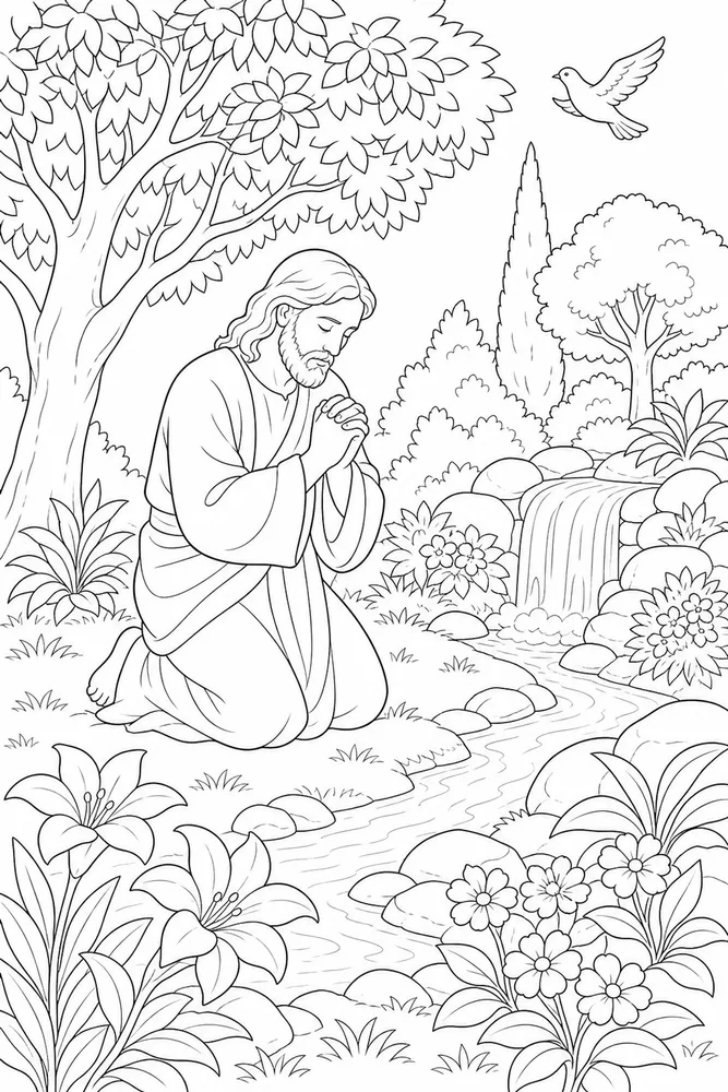 Bible Story Bible story peaceful garden coloring page