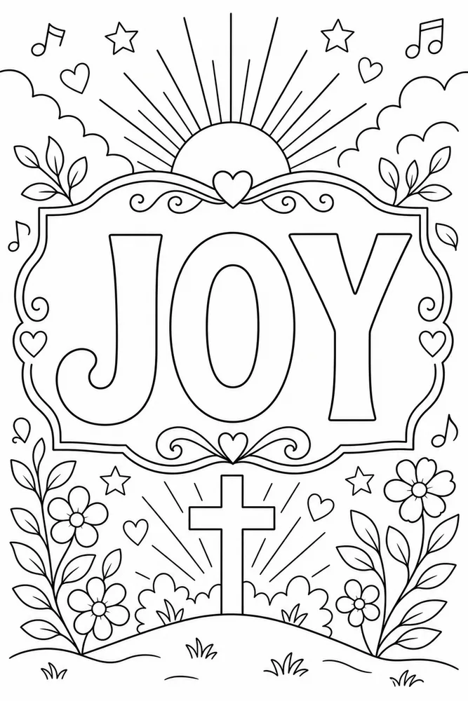 Bible Verse Joy text frame coloring page