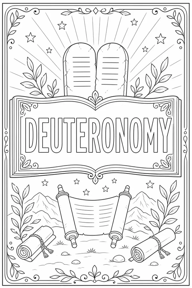 Books of the Bible Deuteronomy book frame coloring page