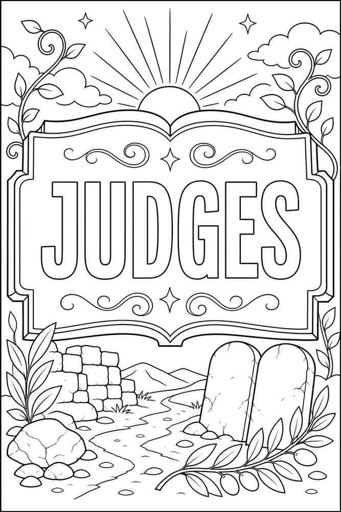 Books of the Bible Judges book frame coloring page
