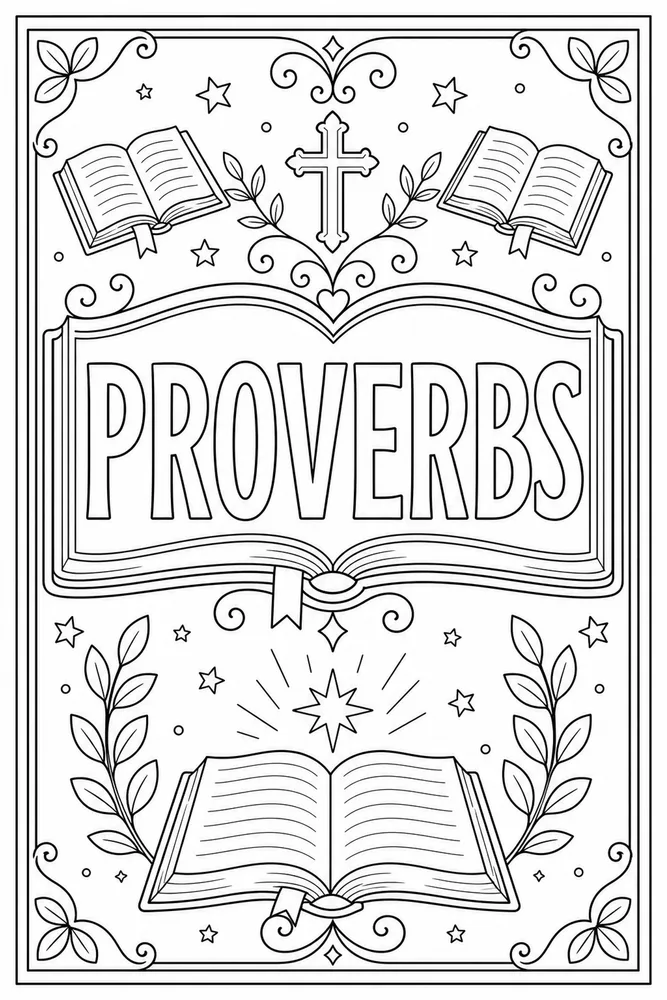 Books of the Bible Proverbs book frame coloring page