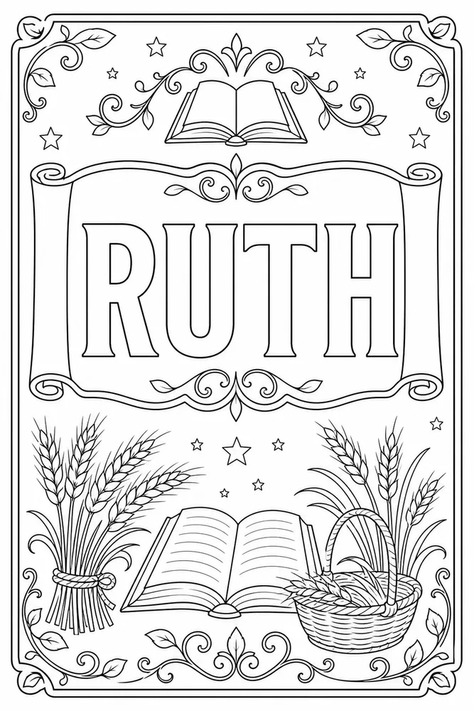 Books of the Bible Ruth book frame coloring page