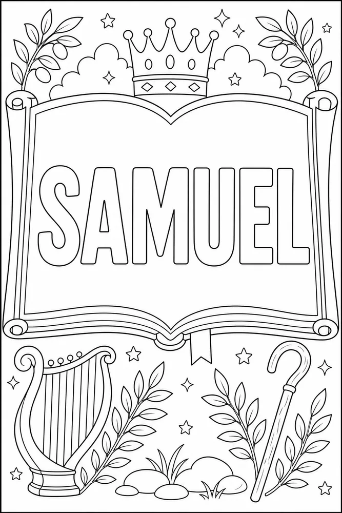 Books of the Bible Samuel book frame coloring page