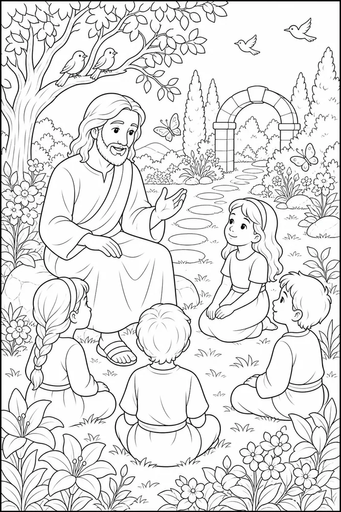 Children Bible Children bible peaceful garden coloring page