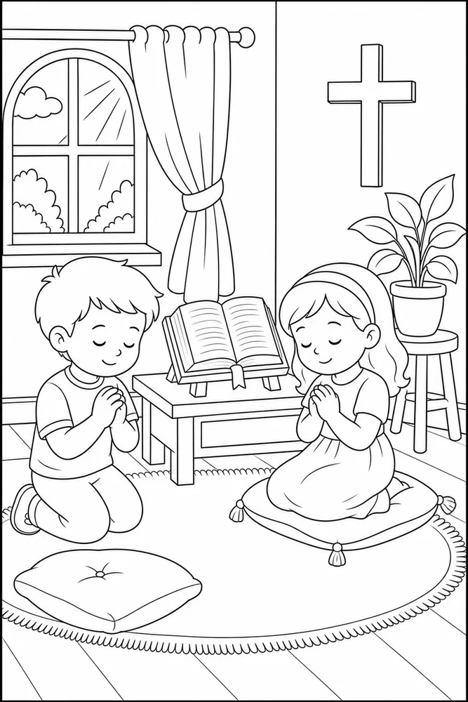 Children Bible Children bible quiet prayer corner coloring page