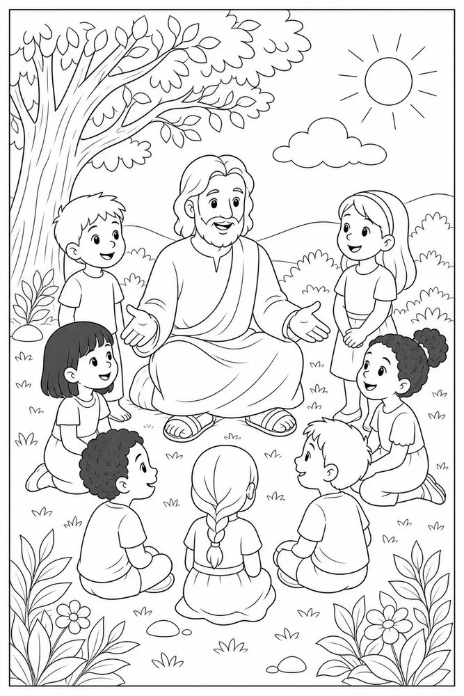 Children Bible Children bible story circle coloring page