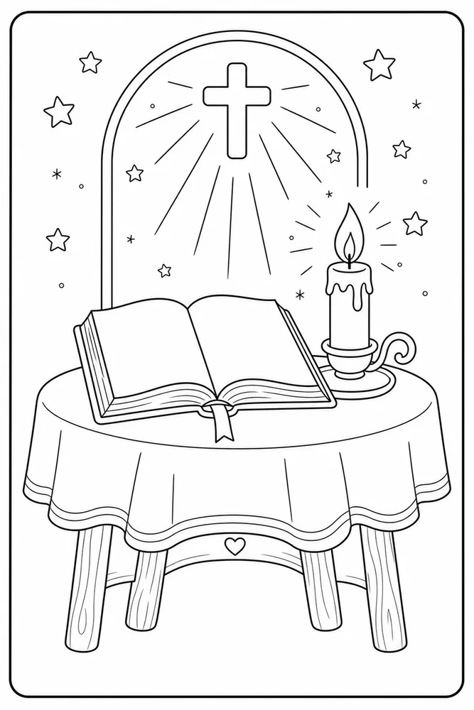 Preschool Bible Preschool bible candle and book coloring page