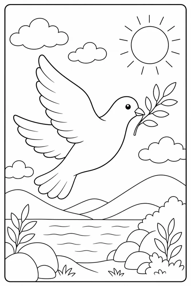 Preschool Bible Preschool bible dove and olive branch coloring page