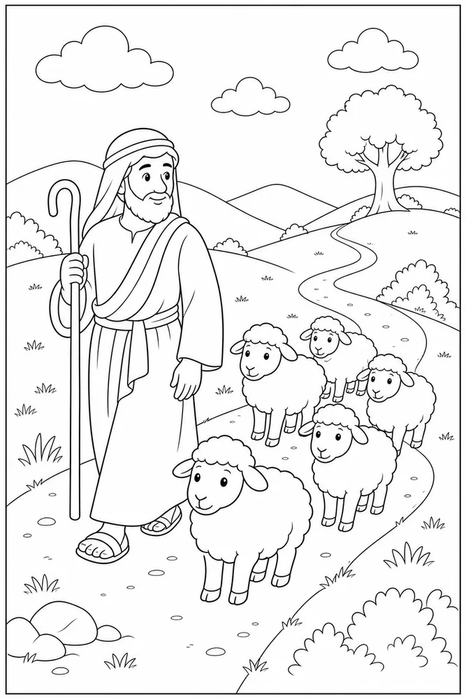 Preschool Bible Preschool bible shepherd path coloring page