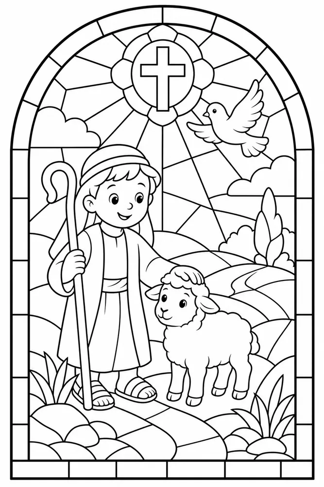 Preschool Bible Preschool bible stained glass pattern coloring page