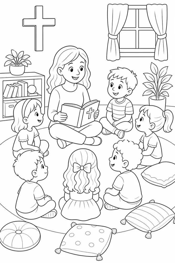 Preschool Bible Preschool bible story circle coloring page