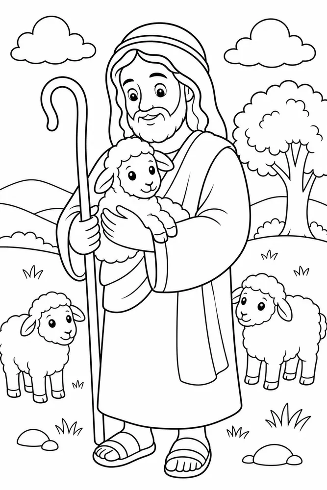 Simple Bible Good Shepherd Bible printable coloring page