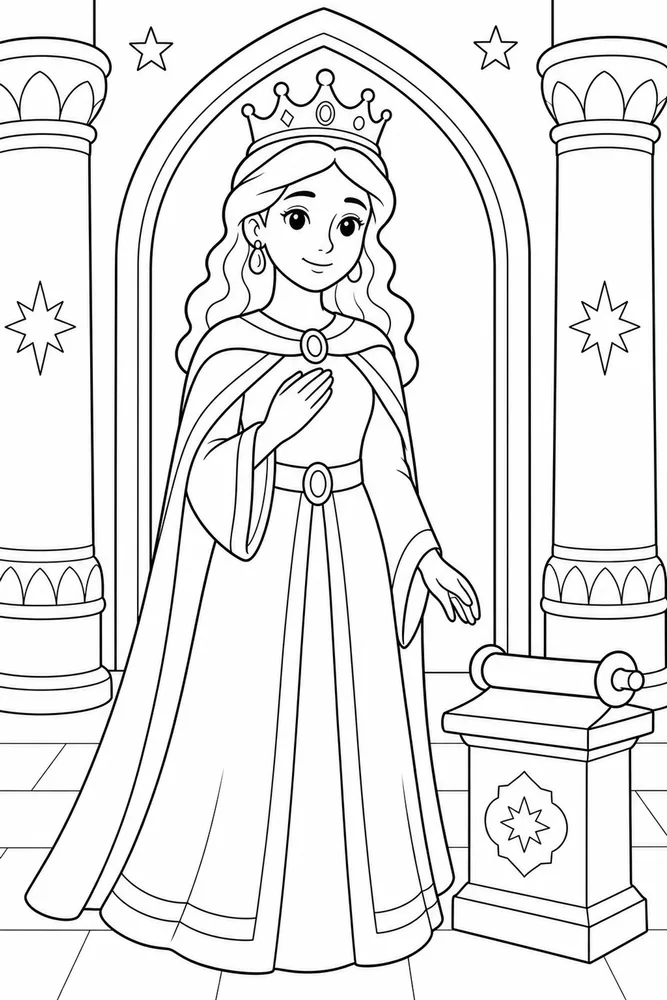 Simple Bible Esther printable coloring page
